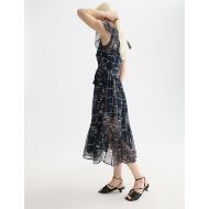 Picture of SCOTCH&SODA WOMEN'S CROSS-STITCH EMBROIDERED MIDI DRESS IN CARBON 5