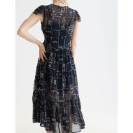 Picture of SCOTCH&SODA WOMEN'S CROSS-STITCH EMBROIDERED MIDI DRESS IN CARBON 7