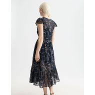 Picture of SCOTCH&SODA WOMEN'S CROSS-STITCH EMBROIDERED MIDI DRESS IN CARBON 6