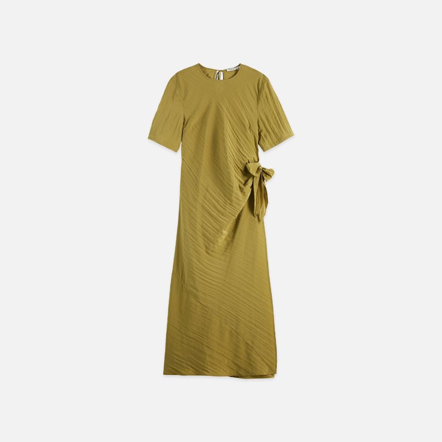 Picture of SCOTCH&SODA WOMEN'S TIE WRAP DRESS IN GREEN MOSS