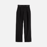 Picture of SCOTCH&SODA WOMEN'S QUINN MID RISE WIDE LEG PANTS WITH CROSS STITCHING IN METEORITE 1
