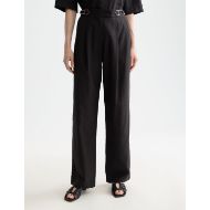 Picture of SCOTCH&SODA WOMEN'S QUINN MID RISE WIDE LEG PANTS WITH CROSS STITCHING IN METEORITE 4