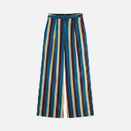 Picture of SCOTCH&SODA WOMEN'S ELENI HIGH RISE WIDE LEG STRIPED PANTS IN EL COSMICO STRIPE DEEP LAGOON 1