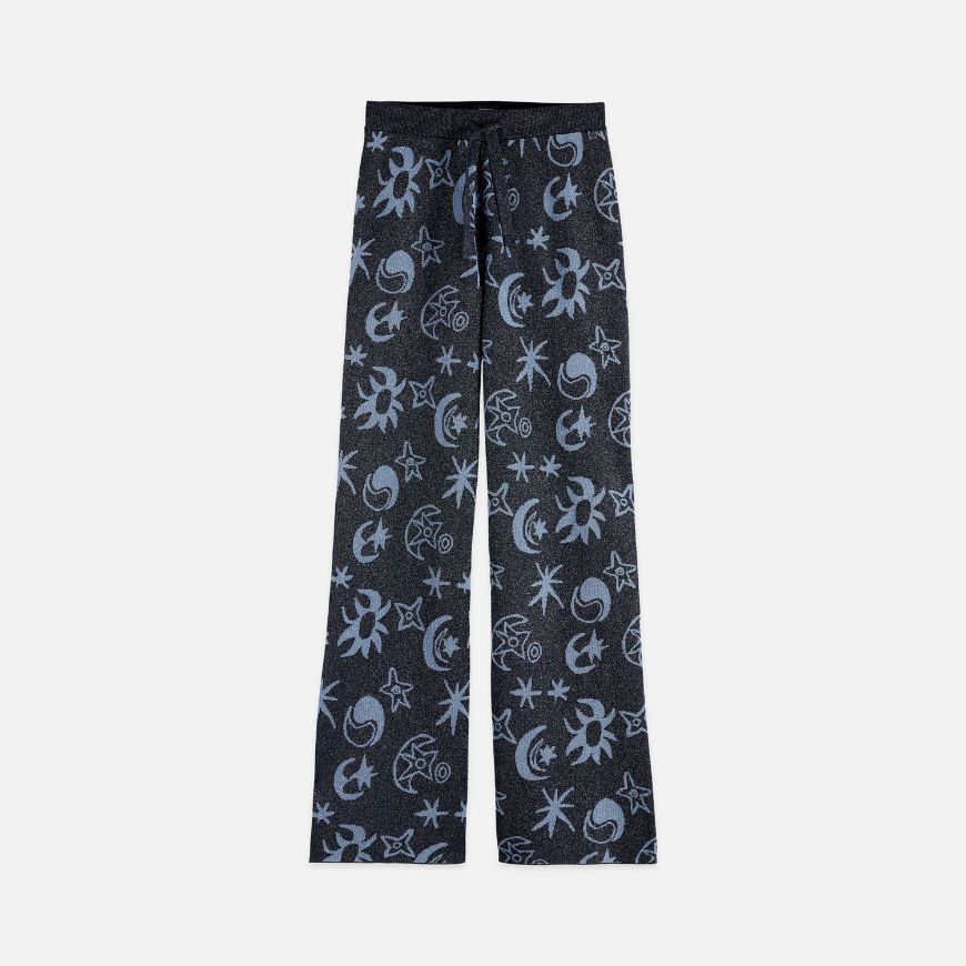 Picture of SCOTCH&SODA WOMEN'S JACQUARD KNITTED TROUSERS IN COSMIC SKY SPACED CARBON