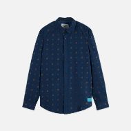 Picture of SCOTCH&SODA MEN'S PRINTED COTTON SLIM-FIT SHIRT IN BLACK 1