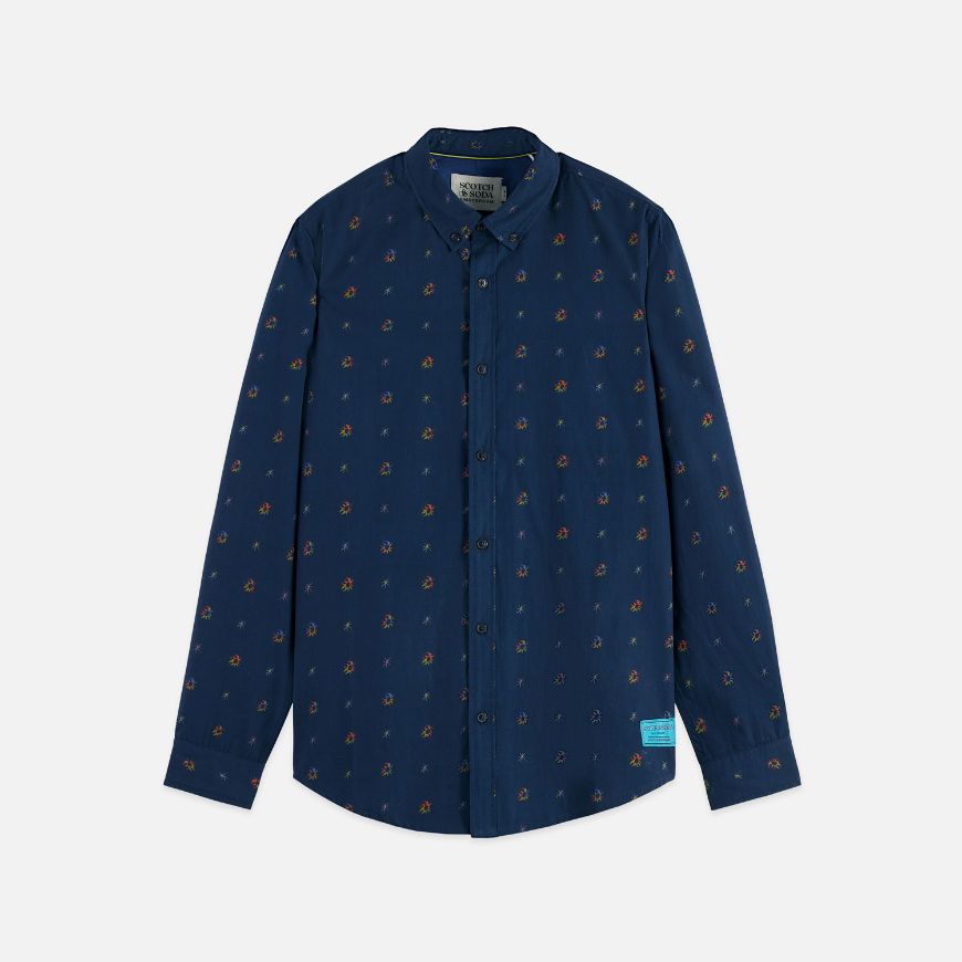 Picture of SCOTCH&SODA MEN'S PRINTED COTTON SLIM-FIT SHIRT IN BLACK