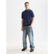 Picture of SCOTCH&SODA MEN'S STRUCTURED KNITTED REGULAR-FIT POLO IN MEDIUM BLUE 7