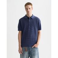 Picture of SCOTCH&SODA MEN'S STRUCTURED KNITTED REGULAR-FIT POLO IN MEDIUM BLUE 4