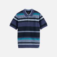 Picture of SCOTCH&SODA MEN'S KNITTED STRIPED REGULAR-FIT POLO IN NAVY 1
