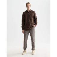 Picture of SCOTCH&SODA MEN'S SEASONAL CORE WARREN COTTON LINEN JOGGER IN DARK BROWN 7