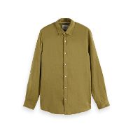 Picture of SCOTCH&SODA MEN'S SEASONAL CORE LINEN REGULAR-FIT SHIRT IN DARK GREEN 4