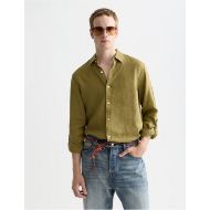 Picture of SCOTCH&SODA MEN'S SEASONAL CORE LINEN REGULAR-FIT SHIRT IN DARK GREEN 5