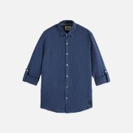 Picture of SCOTCH&SODA MEN'S SEASONAL CORE LINEN REGULAR-FIT SHIRT IN NAVY 1