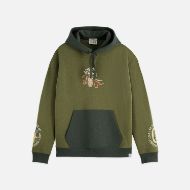 Picture of SCOTCH&SODA MEN'S THE 40TH ANNIVERSARY EMBROIDERED RELAXED-FIT HOODIE IN DARK GREEN 1