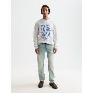 Picture of SCOTCH&SODA MEN'S WASHED DENIM GRAPHIC SWEAT IN LIGHT PASTEL GREY 7