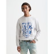 Picture of SCOTCH&SODA MEN'S WASHED DENIM GRAPHIC SWEAT IN LIGHT PASTEL GREY 4