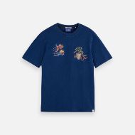 Picture of SCOTCH&SODA MEN'S THE 40TH ANNIVERSARY HEROES RELAXED-FIT INDIGO T-SHIRT IN NAVY 1