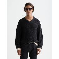 Picture of SCOTCH&SODA MEN'S V-NECK CABLE LOOSE-FIT PULLOVER IN BLACK 4