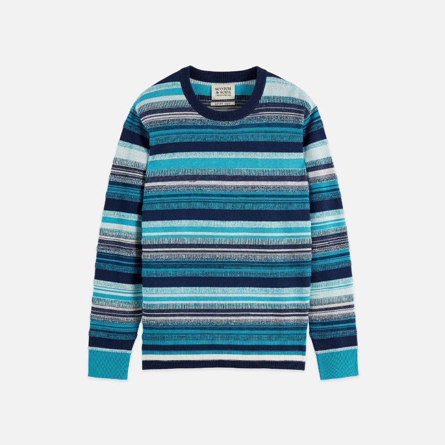 Picture of SCOTCH&SODA MEN'S STRIPED REGULAR-FIT PULLOVER IN BLUE