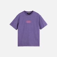 Picture of SCOTCH&SODA MEN'S FRONT ARTWORK RELAXED-FIT SNOW-WASHED T-SHIRT IN DARK PURPLE 1
