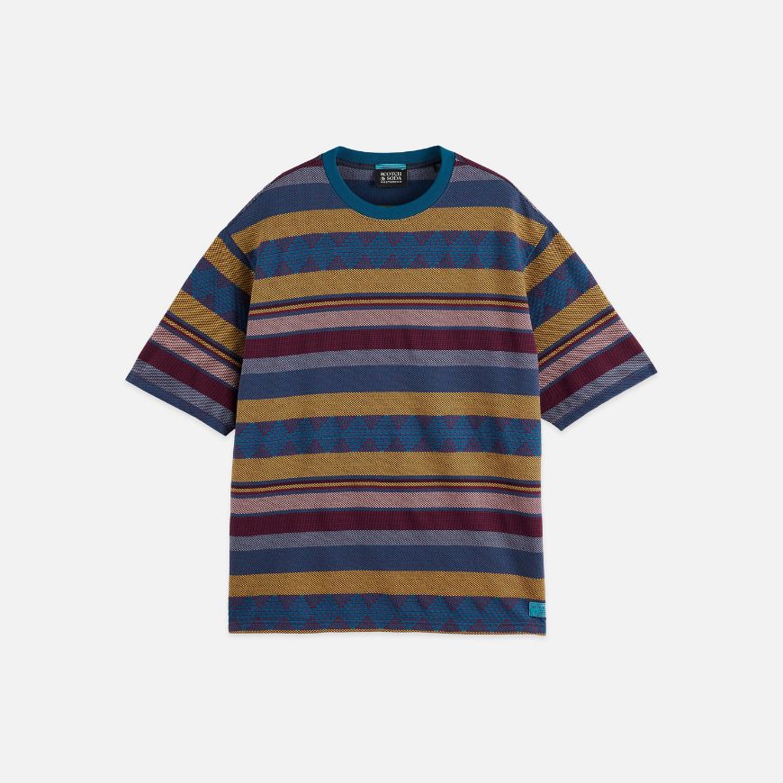 Picture of SCOTCH&SODA MEN'S JACQUARD-KNITTED LOOSE-FIT T-SHIRT IN MULTICOLOR
