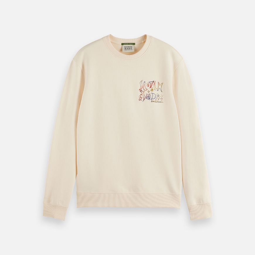 Picture of SCOTCH&SODA MEN'S FRONT AND BACK ARTWORK REGULAR-FIT SWEATSHIRT IN LIGHT BEIGE