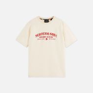 Picture of SCOTCH&SODA MEN'S FRONT ARTWORK RELAXED-FIT T-SHIRT IN LIGHT BEIGE 1