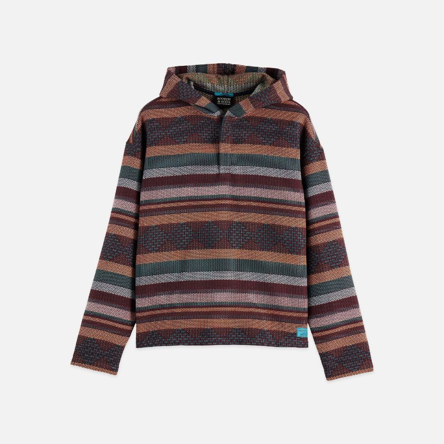 Picture of SCOTCH&SODA MEN'S JACQUARD RELAXED-FIT HOODIE IN MULTICOLOR