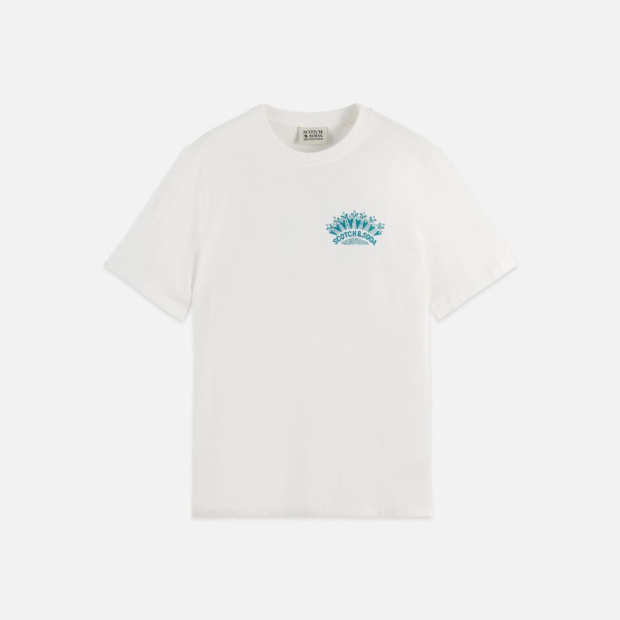 Picture of SCOTCH&SODA MEN'S FRONT AND BACK ARTWORK REGULAR-FIT T-SHIRT IN WHITE/PASTEL