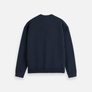 Picture of SCOTCH&SODA MEN'S CROSS STITCH ARTWORK RELAXED-FIT SWEATSHIRT IN DARK BLUE 2