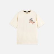 Picture of SCOTCH&SODA MEN'S THE 40TH ANNIVERSARY RELAXED-FIT EMBROIDERY T-SHIRT IN LIGHT BEIGE 1