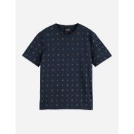 Picture of SCOTCH&SODA MEN'S MICRO-PRINTED REGULAR-FIT T-SHIRT IN DARK BLUE 1