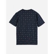 Picture of SCOTCH&SODA MEN'S MICRO-PRINTED REGULAR-FIT T-SHIRT IN DARK BLUE 2