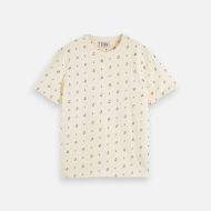 Picture of SCOTCH&SODA MEN'S MICRO-PRINTED REGULAR-FIT T-SHIRT IN LIGHT BEIGE 1