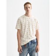 Picture of SCOTCH&SODA MEN'S MICRO-PRINTED REGULAR-FIT T-SHIRT IN LIGHT BEIGE 4