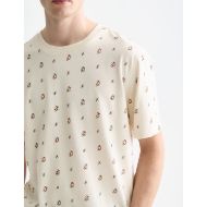 Picture of SCOTCH&SODA MEN'S MICRO-PRINTED REGULAR-FIT T-SHIRT IN LIGHT BEIGE 6