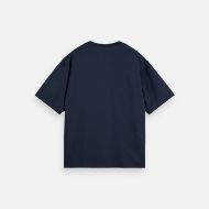 Picture of SCOTCH&SODA MEN'S CROSS-STITCHED FRONT ARTWORK LOOSE-FIT T-SHIRT IN DARK BLUE 2