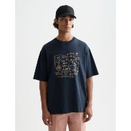 Picture of SCOTCH&SODA MEN'S CROSS-STITCHED FRONT ARTWORK LOOSE-FIT T-SHIRT IN DARK BLUE 4