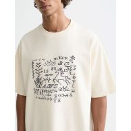 Picture of SCOTCH&SODA MEN'S CROSS-STITCHED FRONT ARTWORK LOOSE-FIT T-SHIRT IN LIGHT BEIGE 6