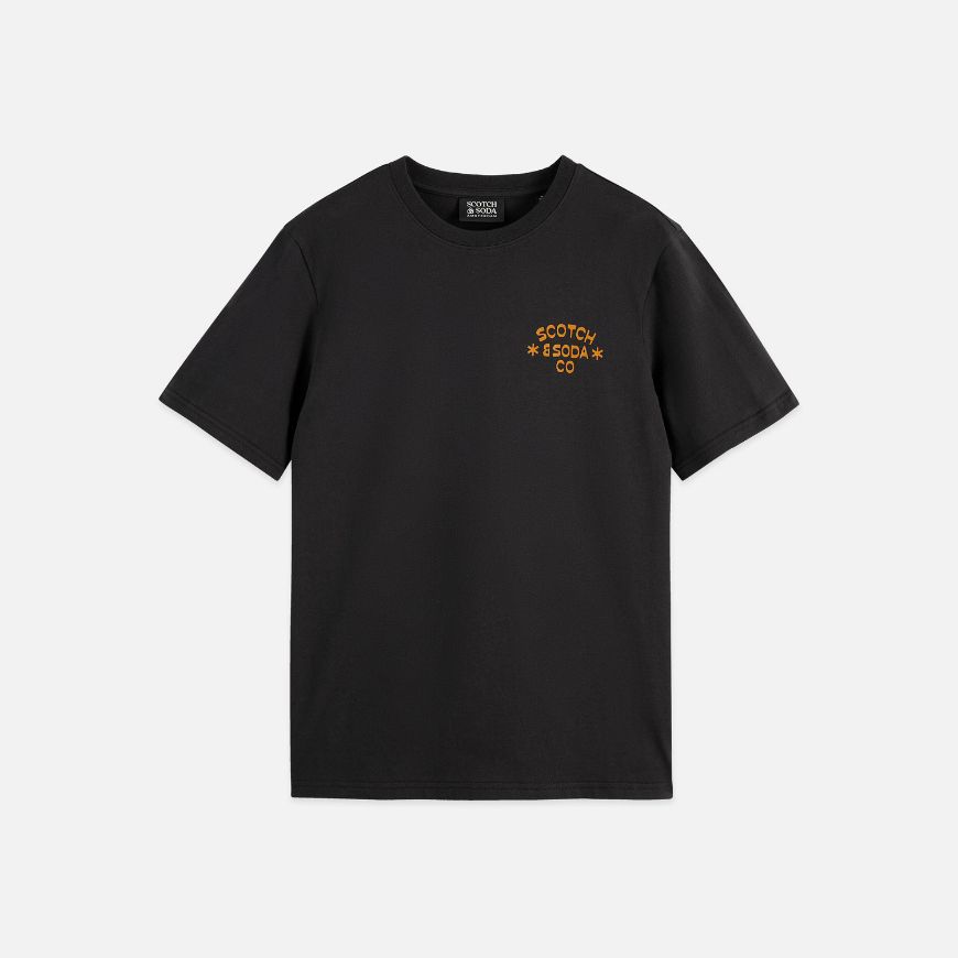 Picture of SCOTCH&SODA MEN'S CHEST ARTWORK REGULAR-FIT T-SHIRT IN BLACK
