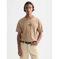 Picture of SCOTCH&SODA MEN'S FRONT ARTWORK RELAXED-FIT SNOW-WASHED T-SHIRT IN MEDIUM BEIGE 4