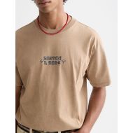 Picture of SCOTCH&SODA MEN'S FRONT ARTWORK RELAXED-FIT SNOW-WASHED T-SHIRT IN MEDIUM BEIGE 6
