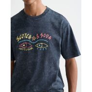 Picture of SCOTCH&SODA MEN'S FRONT ARTWORK RELAXED-FIT SNOW-WASHED T-SHIRT IN DARK BLUE 6