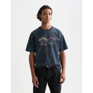 Picture of SCOTCH&SODA MEN'S FRONT ARTWORK RELAXED-FIT SNOW-WASHED T-SHIRT IN DARK BLUE 4