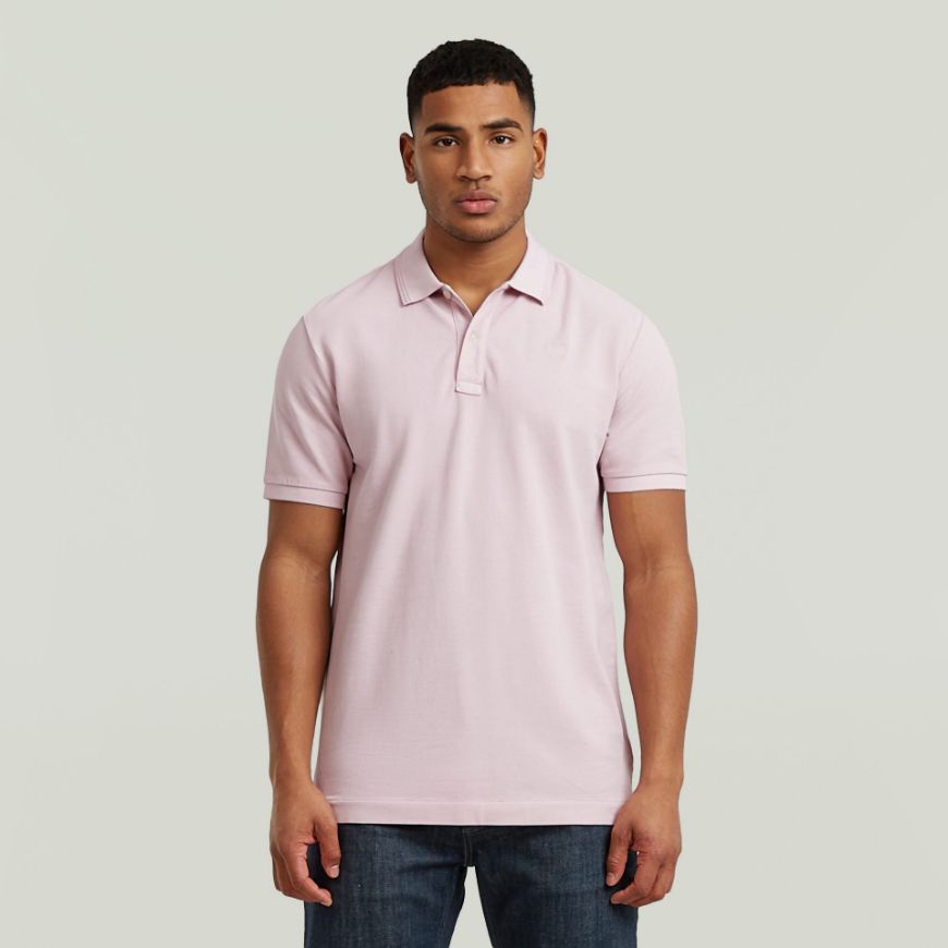 Picture of G-STAR MEN'S DUNDA OVERDYED SLIM POLO IN BURNISHED LILAC GD