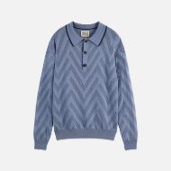 Picture of SCOTCH&SODA MEN'S STRUCTURE LONG SLEEVE POLO IN BLUE 1
