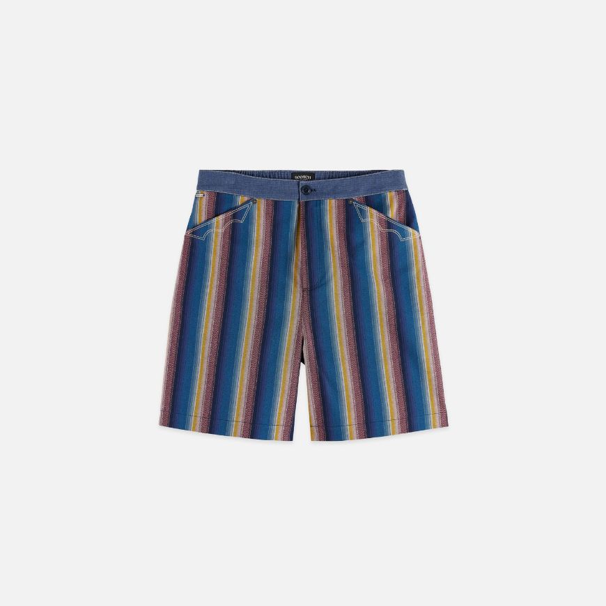 Снимка на SCOTCH&SODA МЪЖКИ БЕРМУДИ WESTERN DETAILED STRIPED COTTON LOOSE-FIT В КОМБИНАЦИЯ