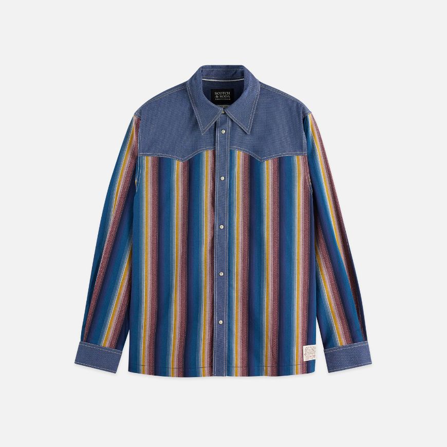 Picture of SCOTCH&SODA MEN'S MULTICOLOR STRIPE WESTERN SHIRT IN MULTICOLOR