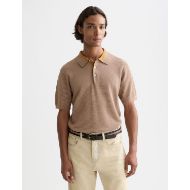 Picture of SCOTCH&SODA MEN'S STRUCTURED KNITTED REGULAR-FIT POLO IN BEIGE 4