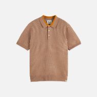 Picture of SCOTCH&SODA MEN'S STRUCTURED KNITTED REGULAR-FIT POLO IN BEIGE 1